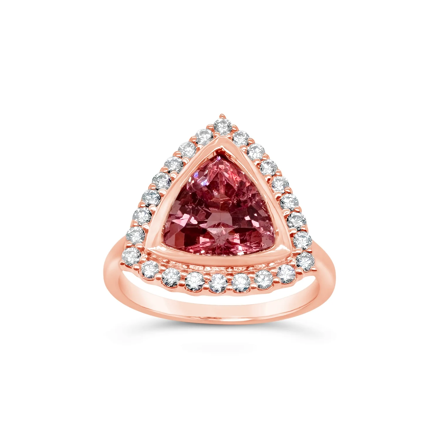 Trillion Pink Spinel & Diamond Ring