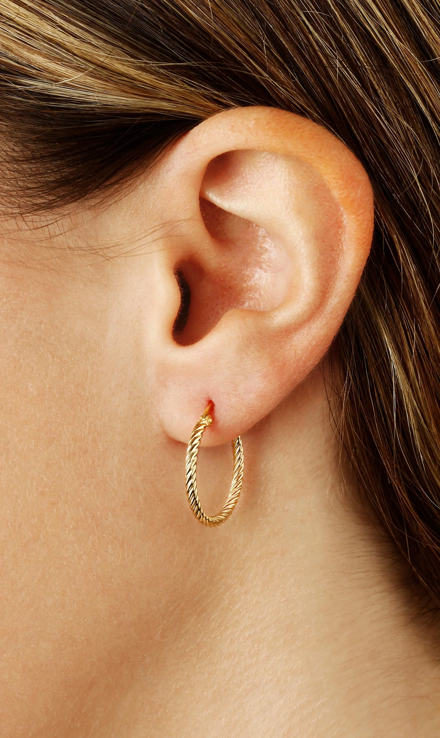 Twisted Tubular Hoop Earrings - Image 2