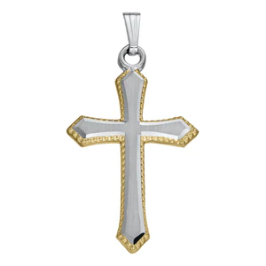 Two-Tone Hand Engraved Cross Necklace
