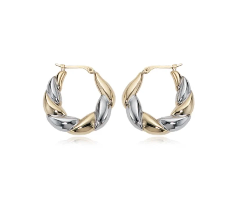 Two-Tone Medium Twisted Hoops