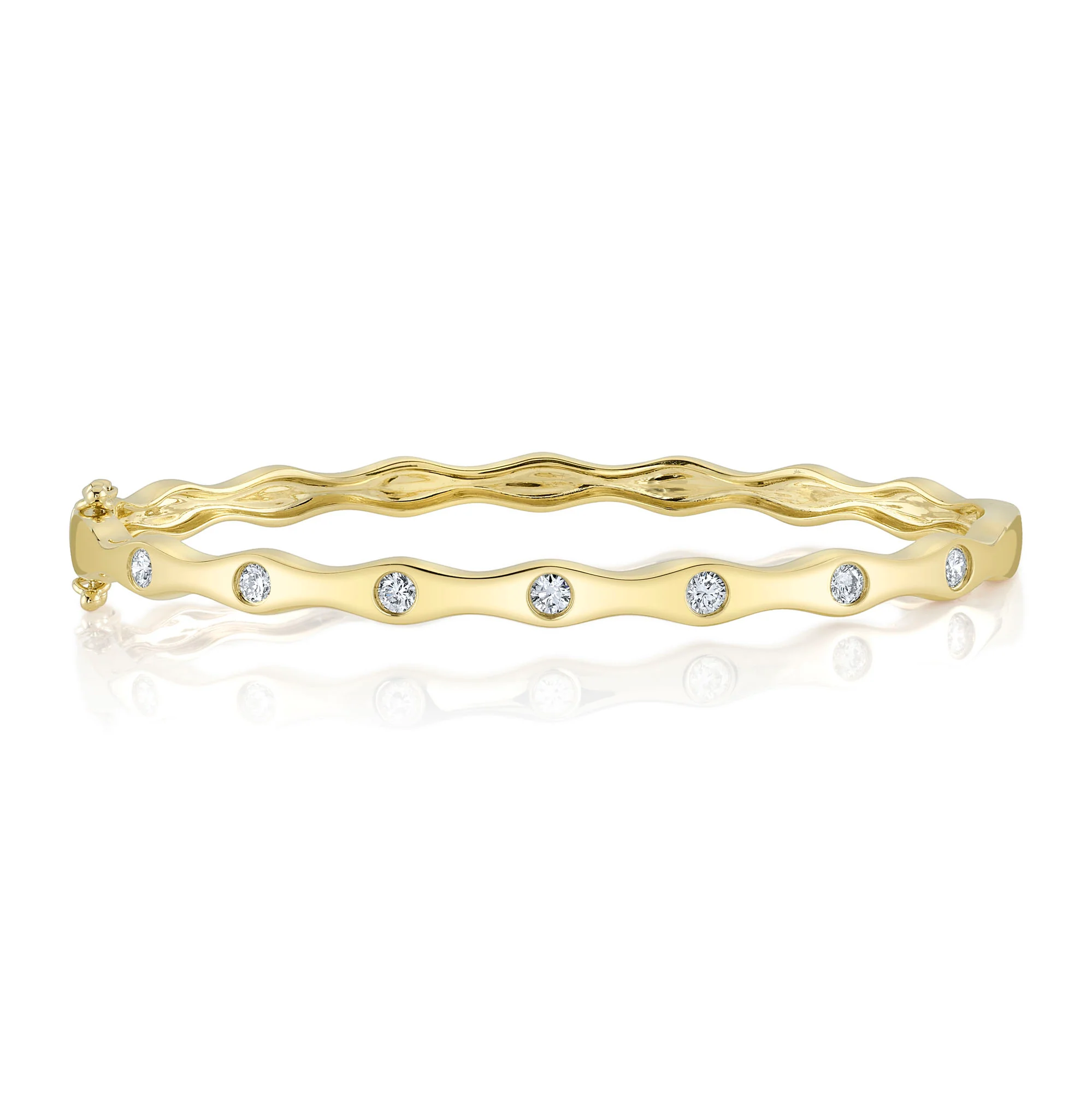 Wavy Diamond Hinged Bangle