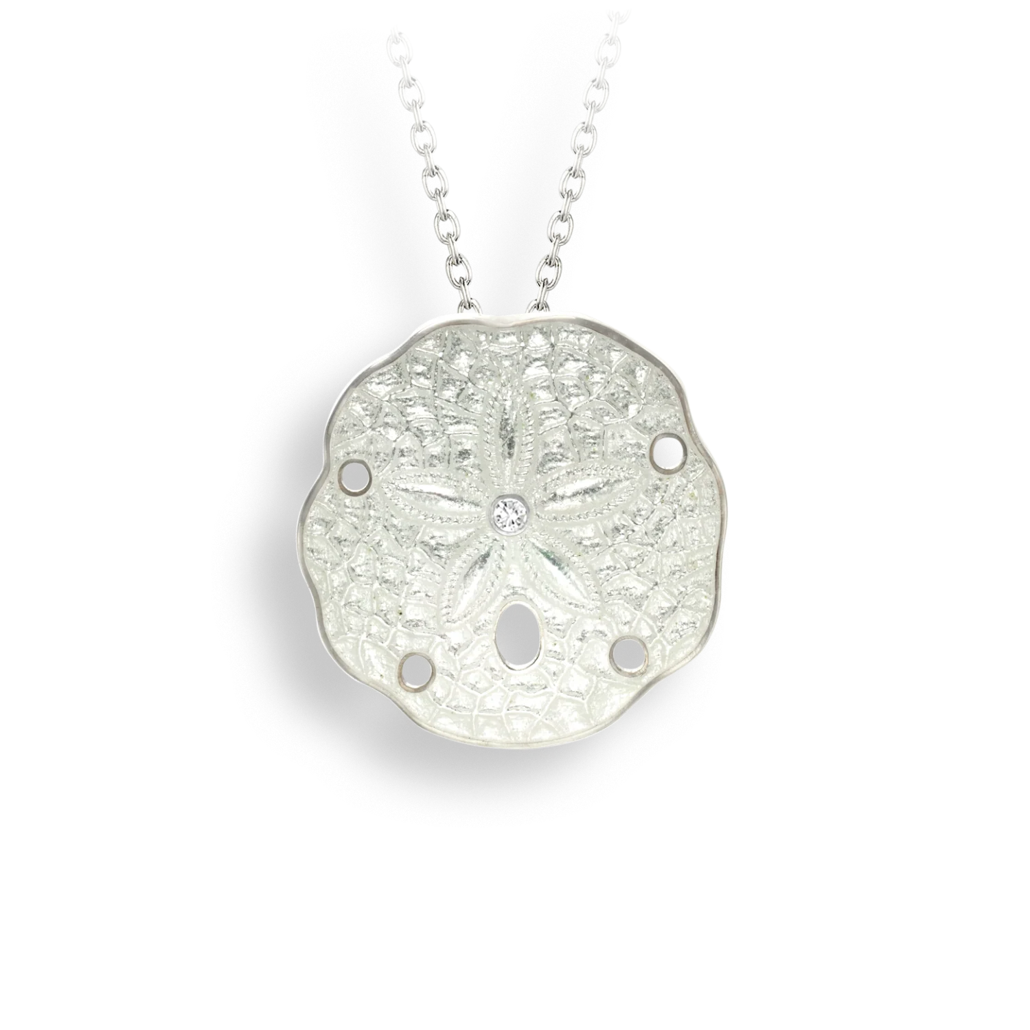 White Enamel Sand Dollar Adjustable Necklace