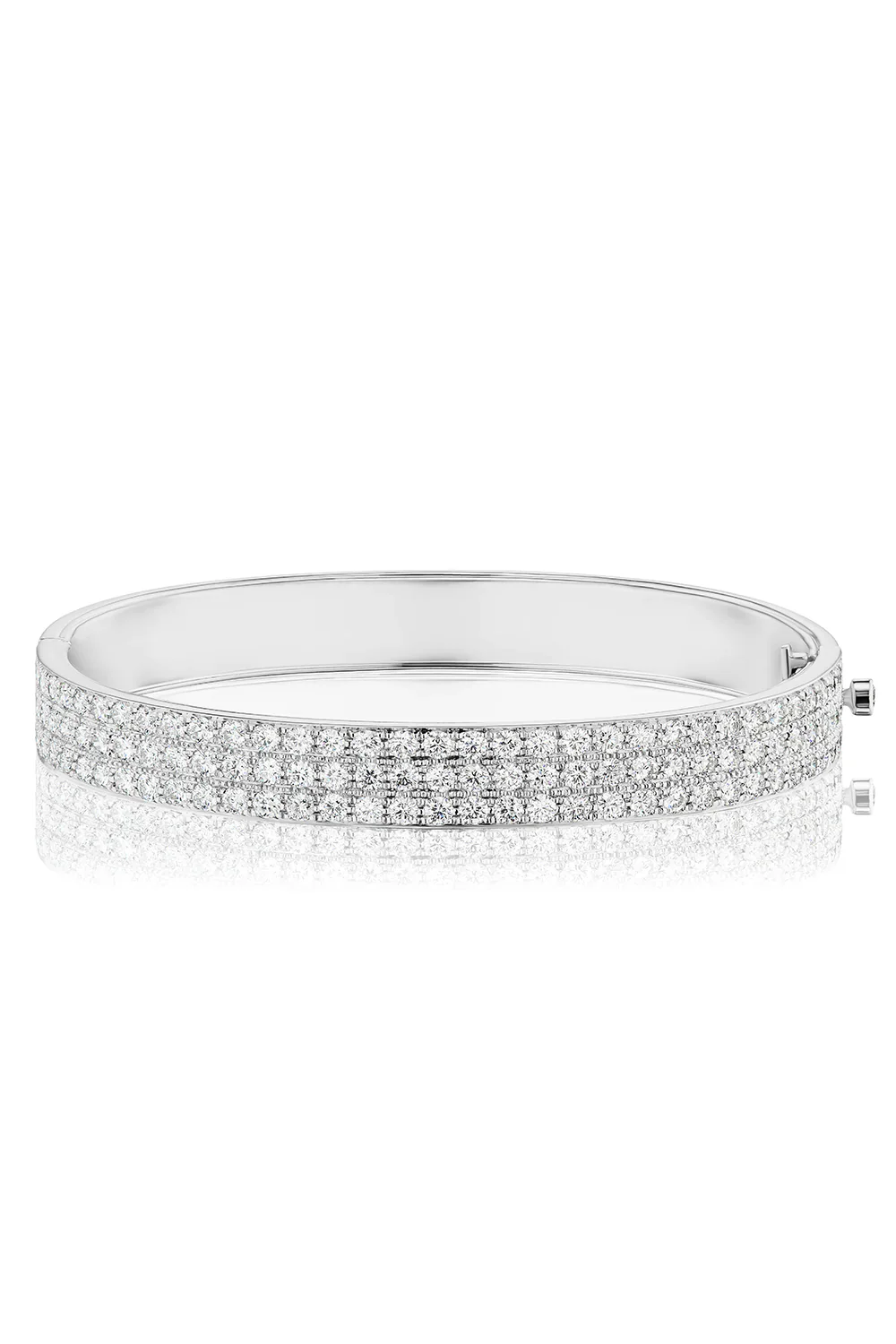 Wide Pavé Diamond Hinged Bangle Bracelet - Image 2