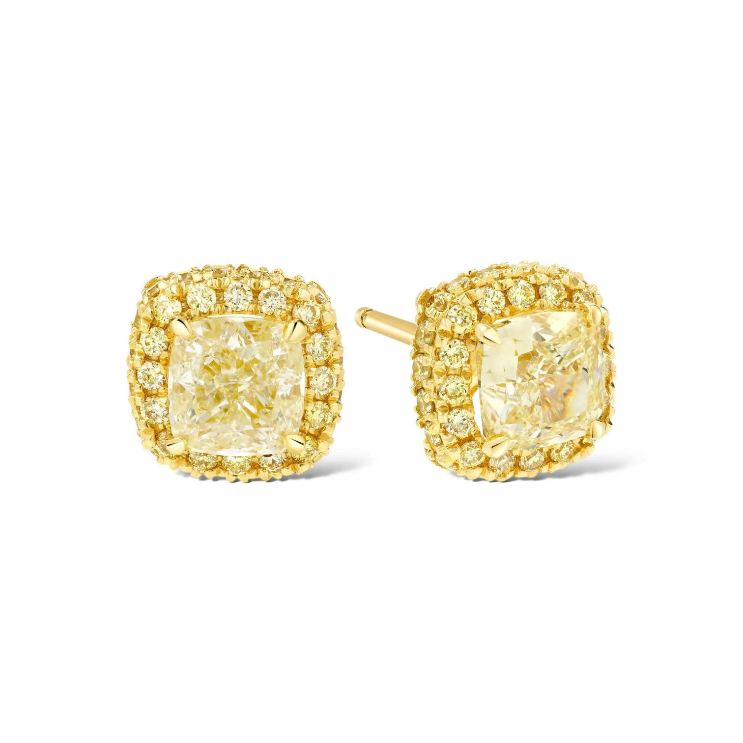 Yellow Diamond Pillow Stud Earrings